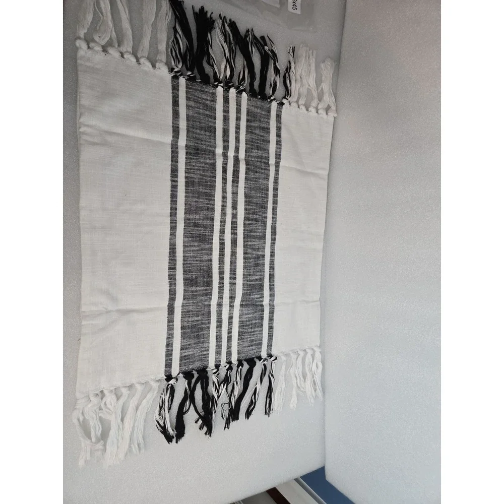 Contemporary Boho Gray/White Tufted Tasseled 17